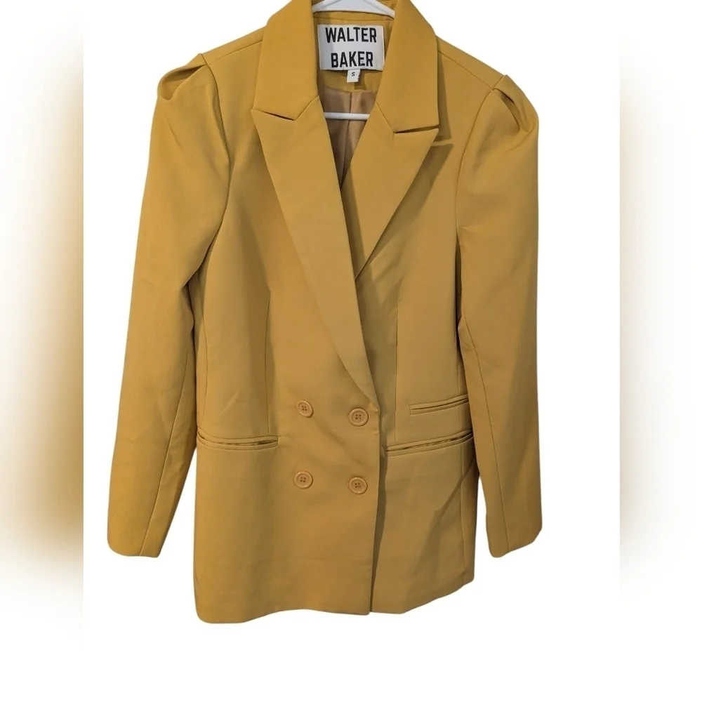 Walter Baker,Double-Breasted Yellow Women's Blazer, Size S